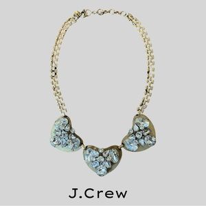 JCREW HEART MOTIF STATEMENT NECKLACE WITH RHINESTONES - GOLDTONE